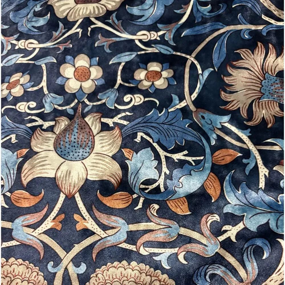 William Morris & Co. Window Curtains Panels Lodden Navy Blue Clay 37X84” Velvet
